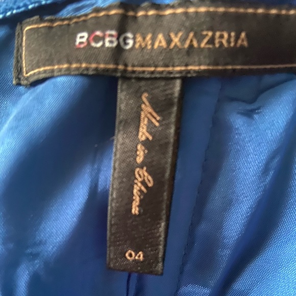BCBGMAXAZRIA Taffeta Fit and Flare Larkspur Blue Strapless Dress Sz 4 - Picture 5 of 16